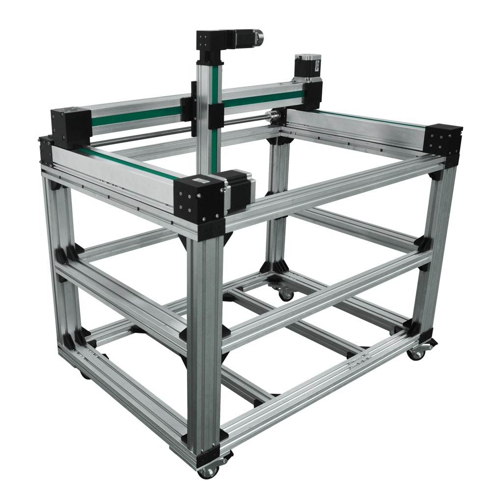 皮帶龍門（mén）式（shì）三軸模組滑台，帶架子-www.17c.com定製